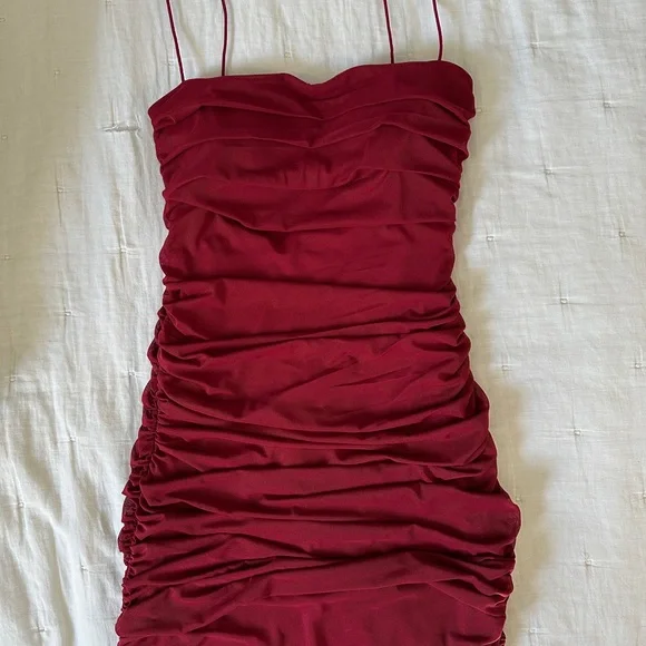 Princess Polly Ruched Red Mini Dress - Picture 3 of 5